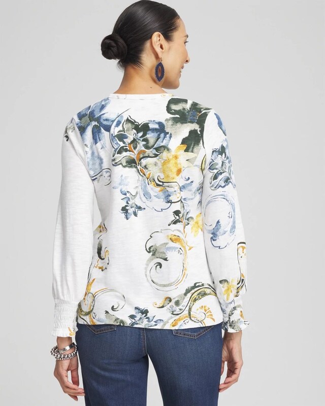 Floral Smocked Sleeve Tee - image 3